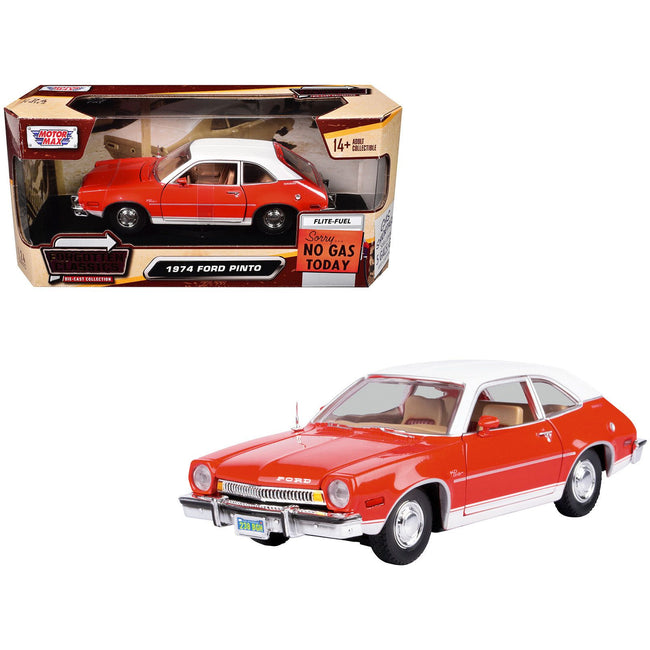 1974 Ford Pinto Orange with White Top "Forgotten Classics" Series 1/24 Diecast Model Car by Motormax