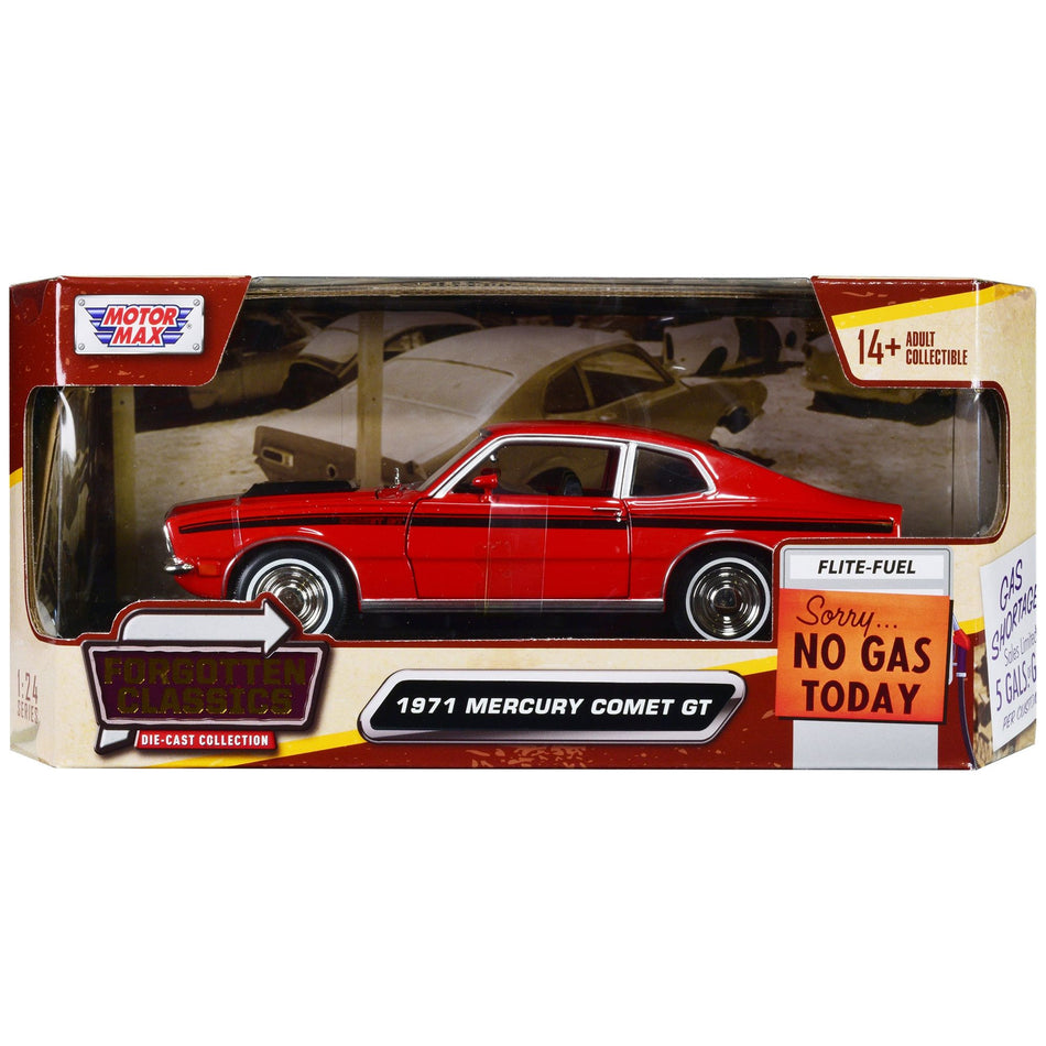 1971 Mercury Comet GT Red with Black Stripes "Forgotten Classics" Series 1/24 Diecast Model Car by Motormax