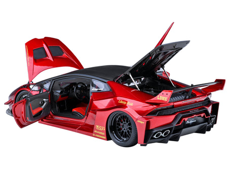 Lamborghini Huracan GT "LB-Silhouette Works" Hyper Red Metallic with Black Top 1/18 Model Car by Autoart - view 2
