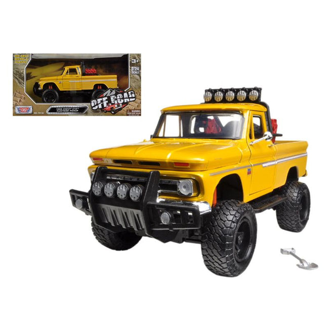 1966 Chevrolet C10 Fleetside Pickup Truck Off Road Yellow 1/24 Diecast Model by Motormax