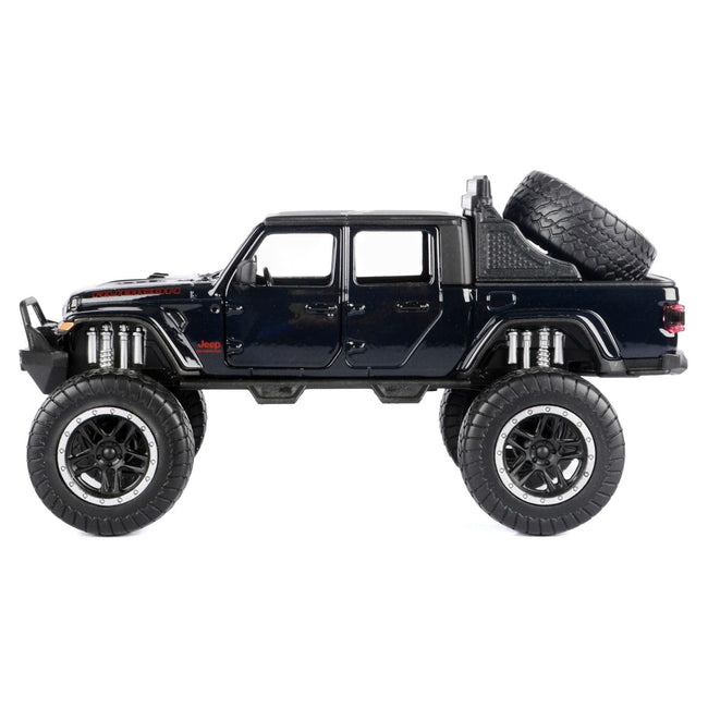 2021 Jeep Gladiator Rubicon Off-Road Pickup Truck Black with Matt Black Top "Off Road" Series 1/27 Diecast Model Car by Motormax