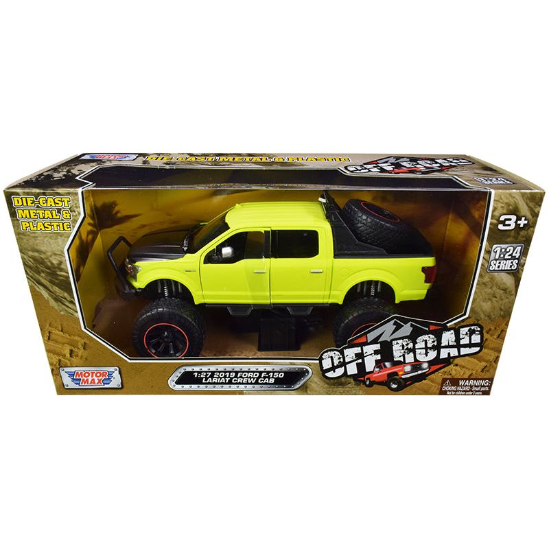 2019 Ford F-150 Lariat Crew Cab Pickup Truck Off Road Bright Green 1/27 Diecast Model Car by Motormax