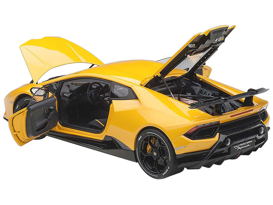 Lamborghini Huracan Performante Giallo Inti / Pearl Effect Yellow with Black Wheels 1/18 Model Car by Autoart