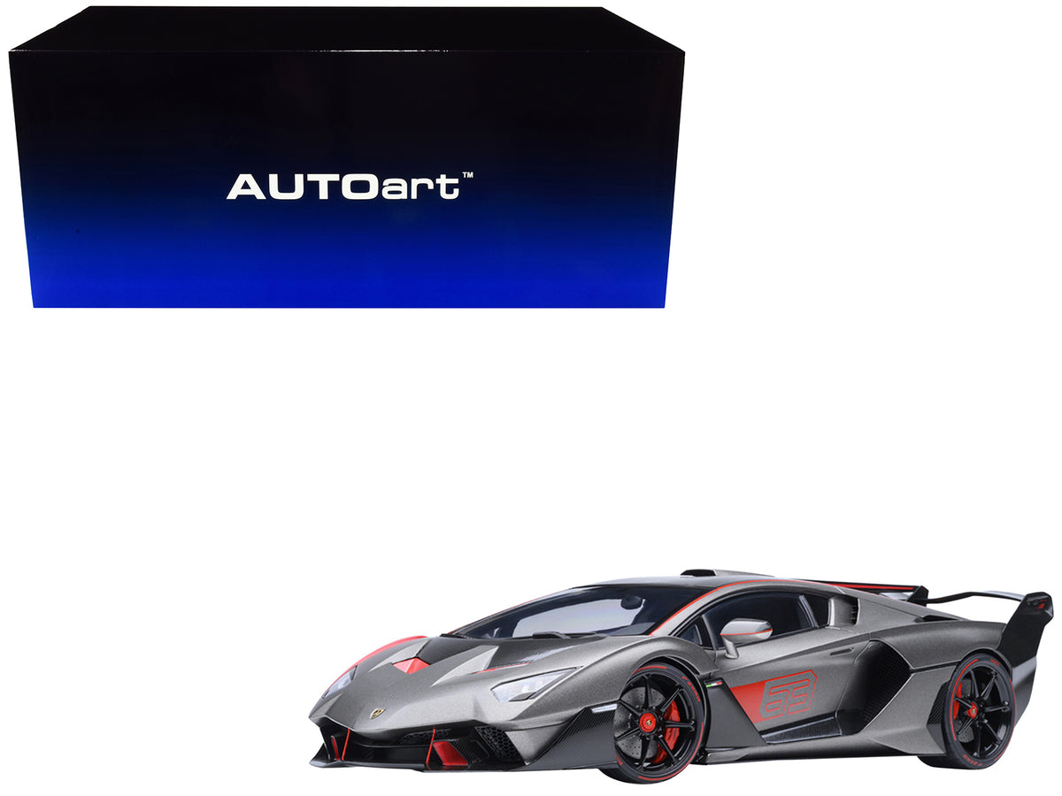 Lamborghini SC18 Alston Grigio Daytona Gray Metallic with Red Accents 1/18 Model Car by Autoart