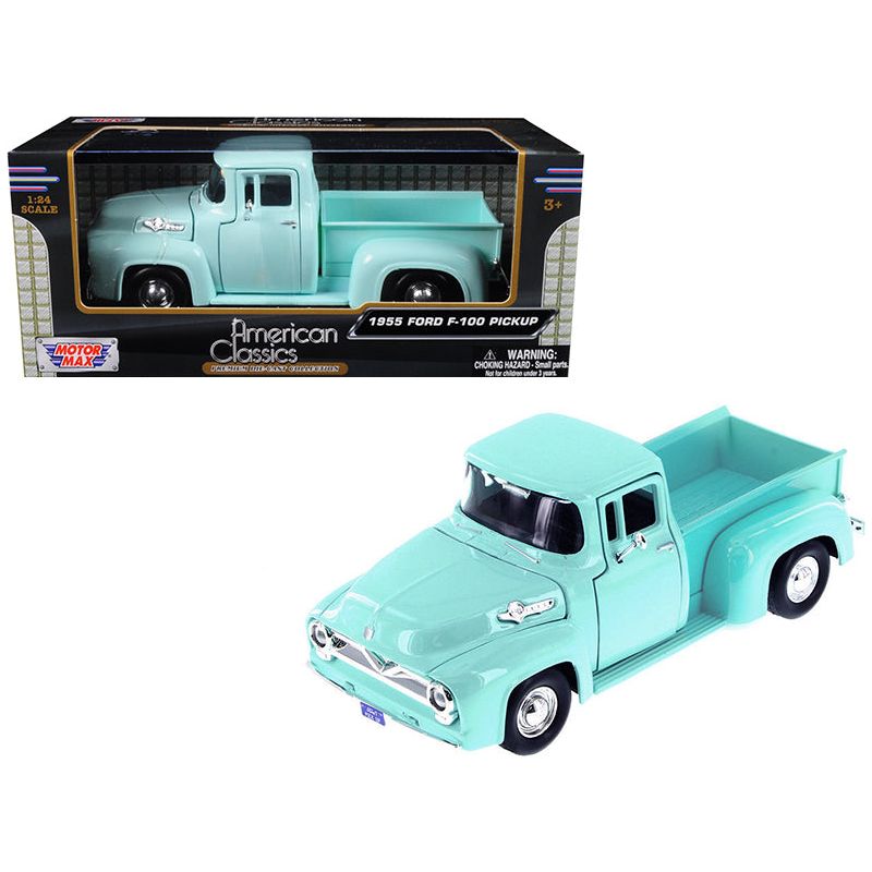 1955 Ford F-100 Pickup Truck Light Green 1/24 Diecast Model Car by Motormax