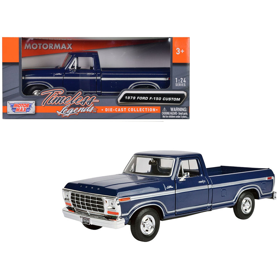 1979 Ford F-150 Pickup Truck Dark Blue 1/24 Diecast Model Car by Motormax