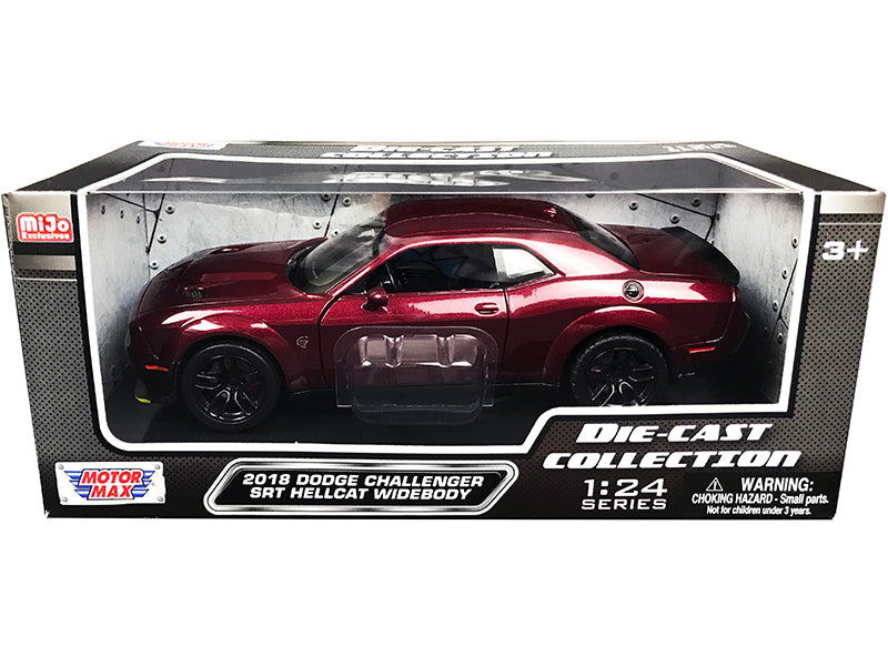 2018 Dodge Challenger SRT Hellcat Widebody Burgundy Metallic "Die-Cast Collection" Series 1/24 Diecast Model Car by Motormax