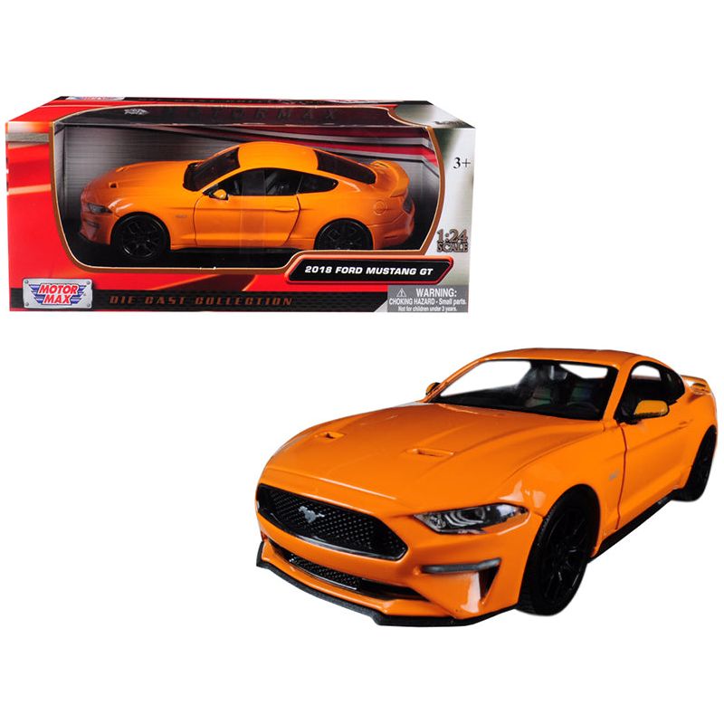 2018 Ford Mustang GT 5.0 Orange with Black Wheels 1/24 Diecast Model Car by Motormax