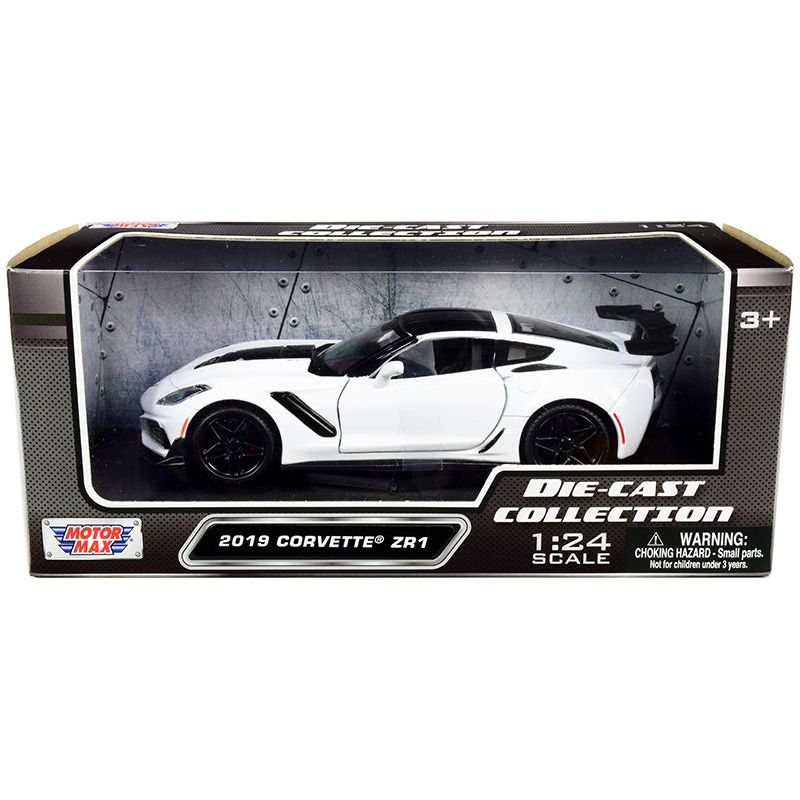 2019 Chevrolet Corvette ZR1 White with Black Accents 1/24 Diecast Model Car by Motormax