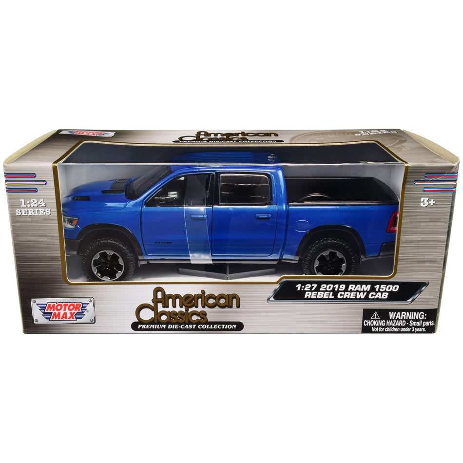 2019 RAM Rebel 1500 Crew Cab Pickup Truck Blue Metallic "American Classics" Series 1/24-1/27 Diecast Model Car by Motormax