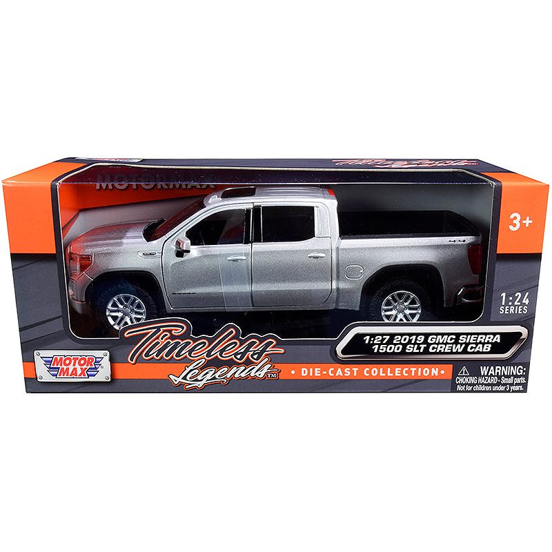 2019 GMC Sierra 1500 SLT Crew Cab Pickup Truck Silver Metallic 1/24-1/27 Diecast Model Car by Motormax