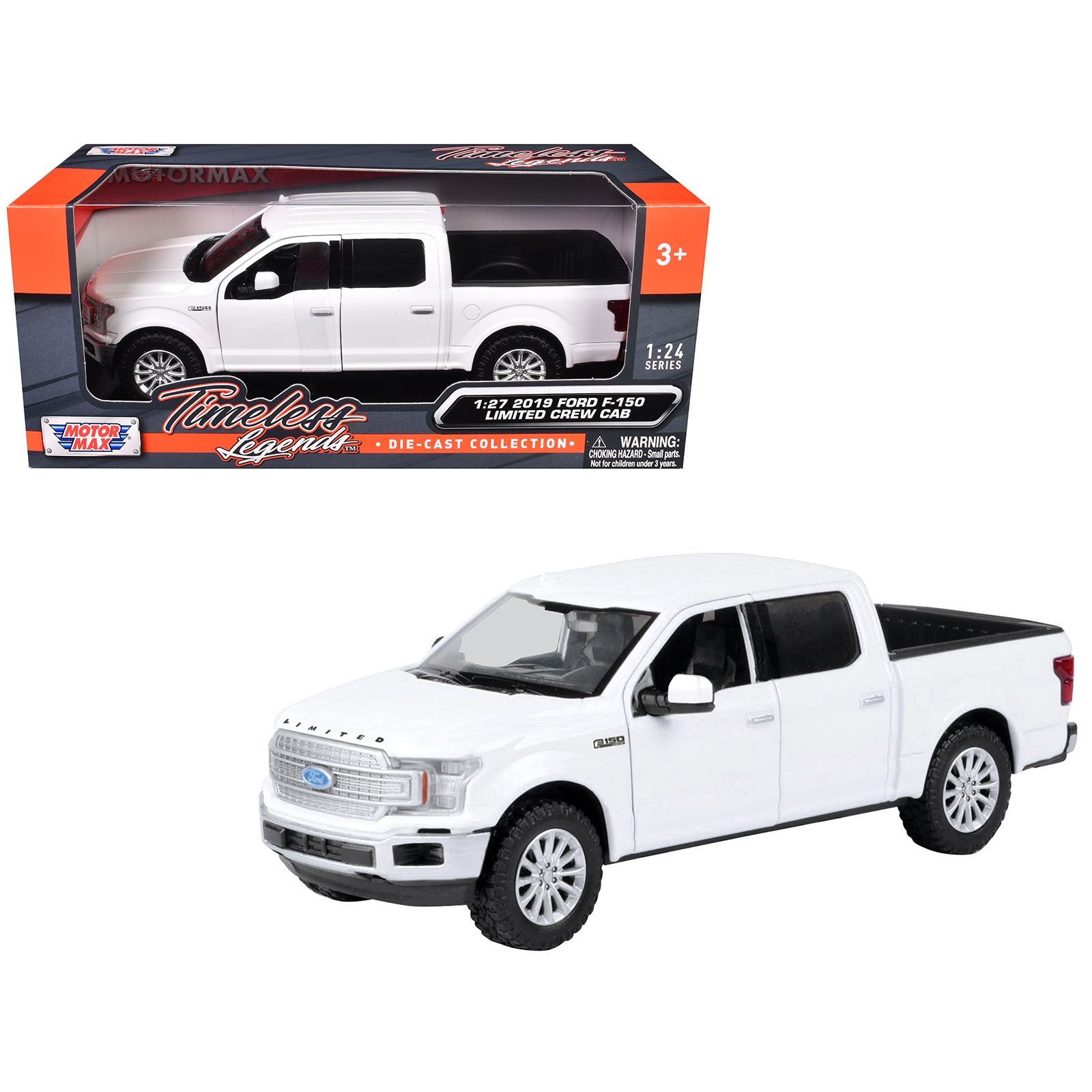 2019 Ford F-150 Limited Crew Cab Pickup Truck White 1/27 Diecast Model Car by Motormax