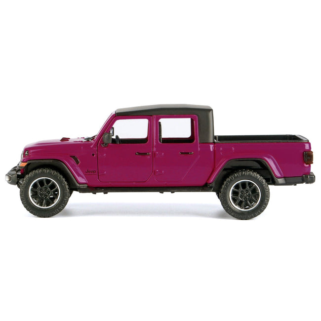 2021 Jeep Gladiator Overland Pickup Truck Purple with Matt Black Top 1/24 Diecast Model Car by Motormax
