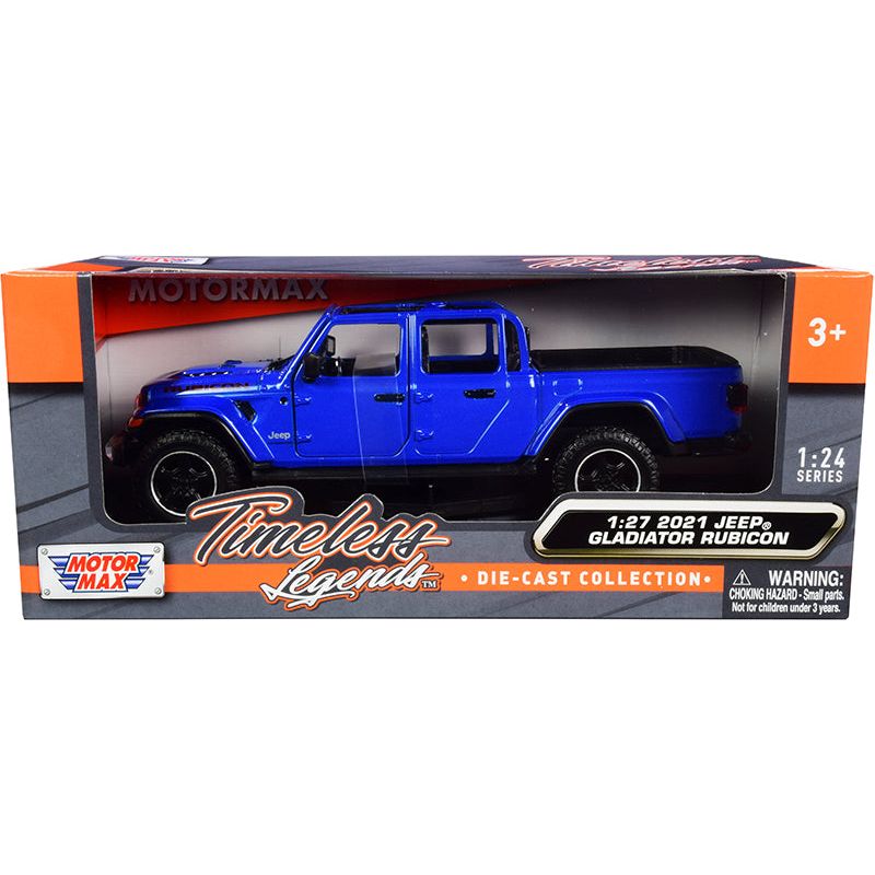 2021 Jeep Gladiator Rubicon (Open Top) Pickup Truck Blue 1/24-1/27 Diecast Model Car by Motormax