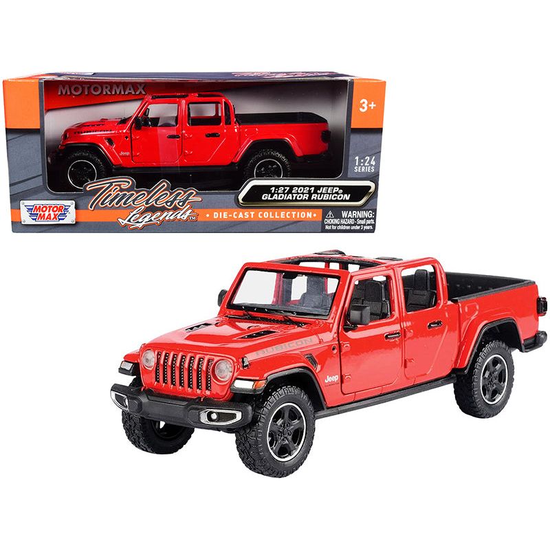 2021 Jeep Gladiator Rubicon (Open Top) Pickup Truck Red 1/24-1/27 Diecast Model Car by Motormax