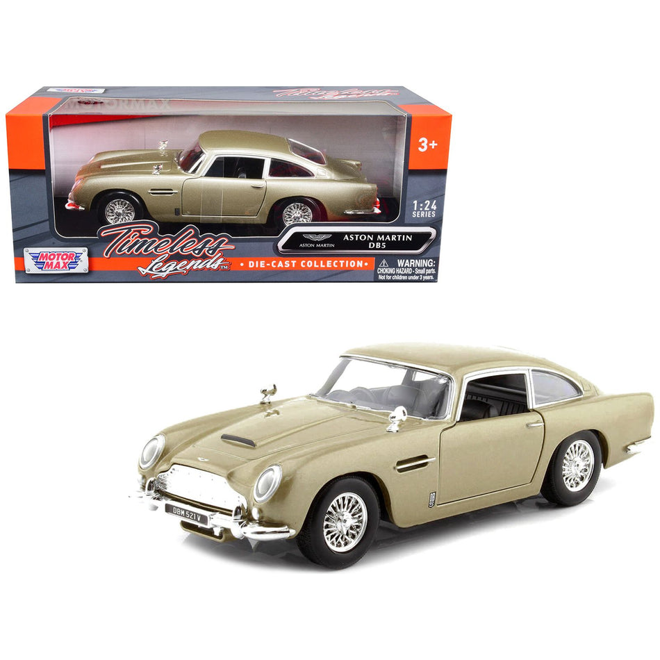 Aston Martin DB5 RHD (Right Hand Drive) Gold Metallic "Timeless Legends" Series 1/24 Diecast Model Car by Motormax