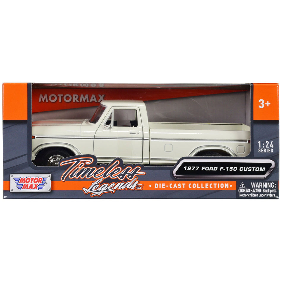 1977 Ford F-150 Custom Pickup Truck White "Timeless Legends" Series 1/24 Diecast Model Car by Motormax