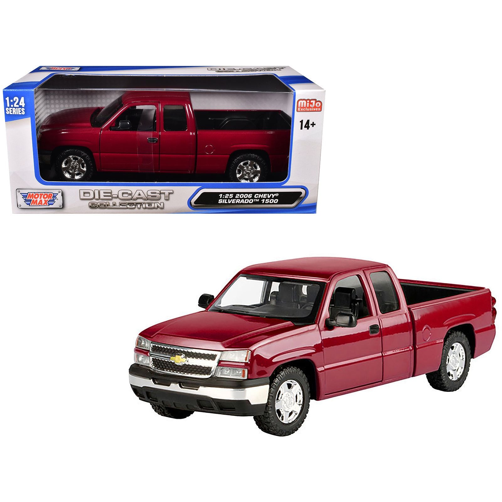 2006 Chevrolet Silverado 1500 Pickup Truck Red Metallic "Die-Cast Collection" Series 1/25 Diecast Model Car by Motormax
