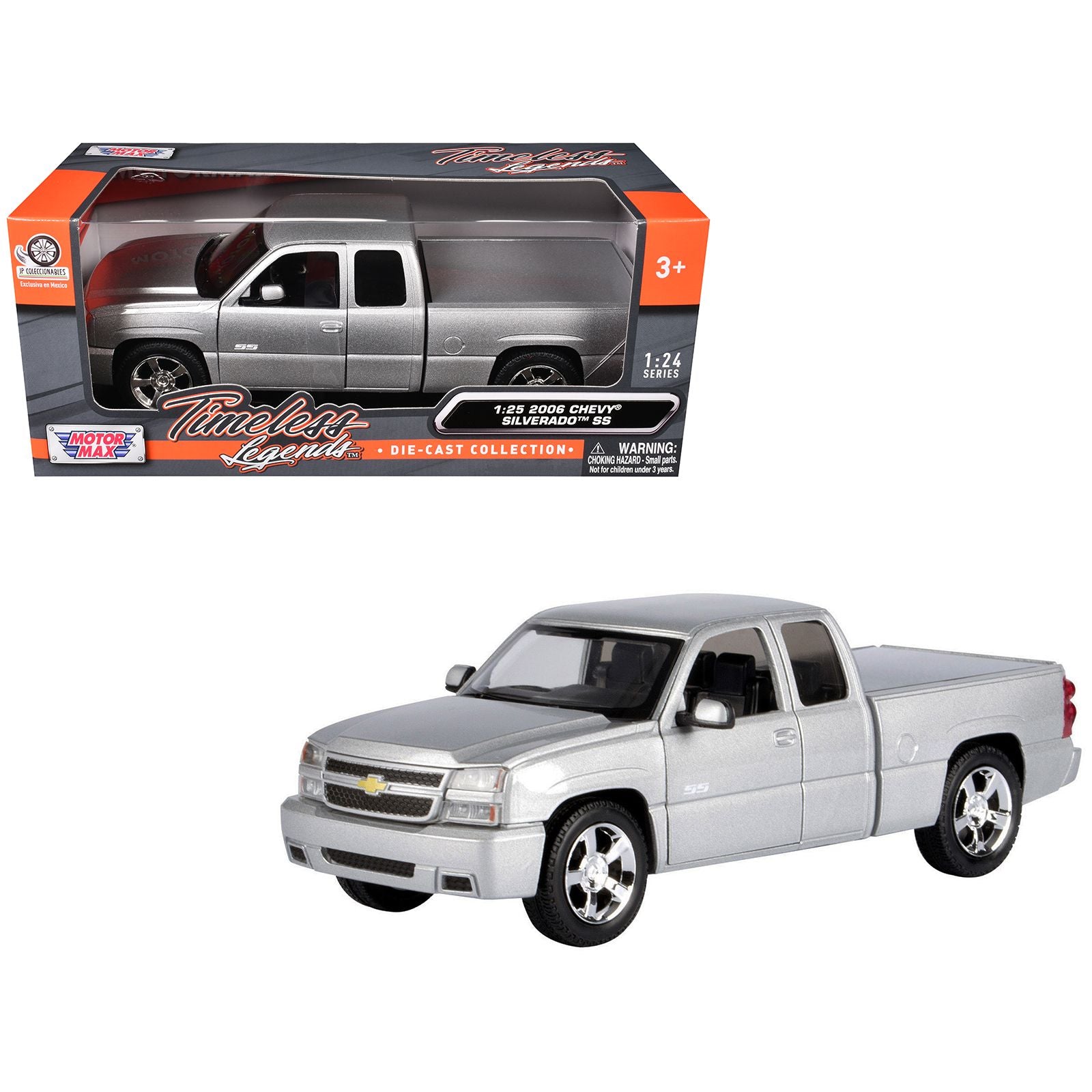 2006 Chevrolet Silverado SS Pickup Truck Silver Metallic "Timeless Legends" Series 1/25 Diecast Model Car by Motormax
