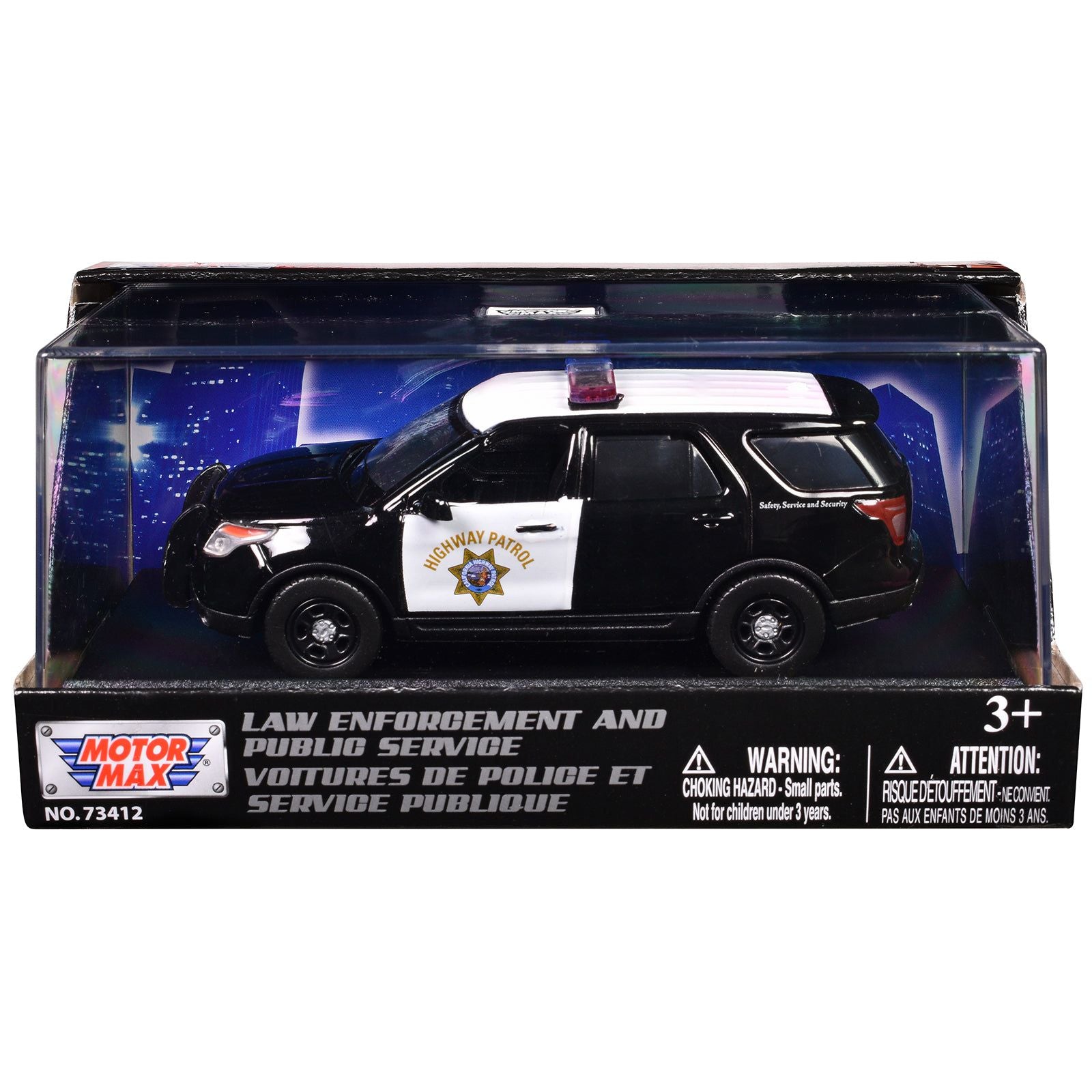 2015 Ford Police Interceptor Utility "California Highway Patrol" Black and White "Law Enforcement and Public Service" Series 1/43 Diecast Model Car by Motormax
