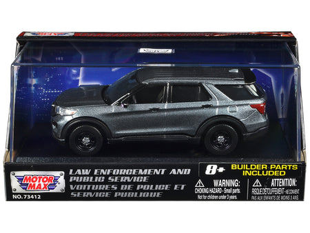 2022 Ford Police Interceptor Utility Gray Metallic Unmarked "Custom Builder's Kit" "Law Enforcement and Public Service" Series 1/43 Diecast Model Car by Motormax