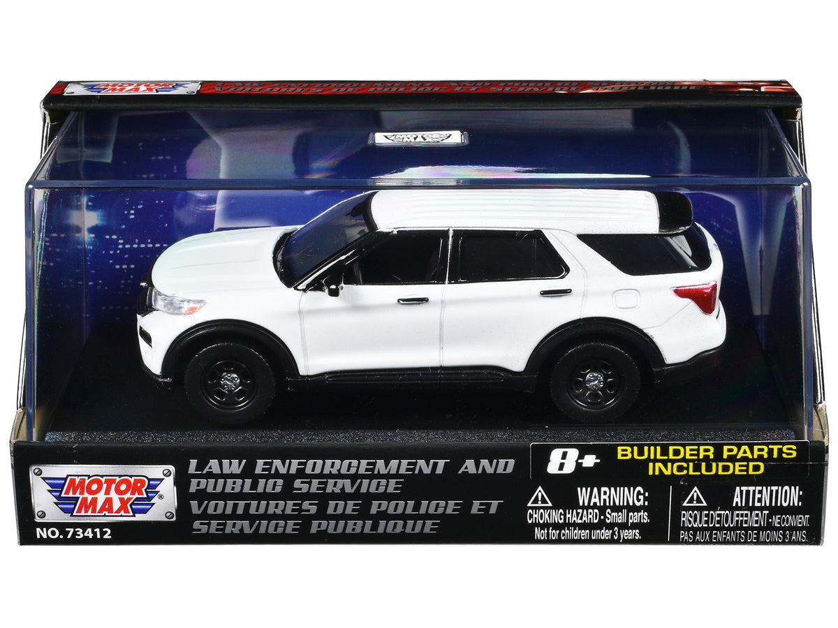 2022 Ford Police Interceptor Utility White Unmarked "Custom Builder's Kit" "Law Enforcement and Public Service" Series 1/43 Diecast Model Car by Motormax