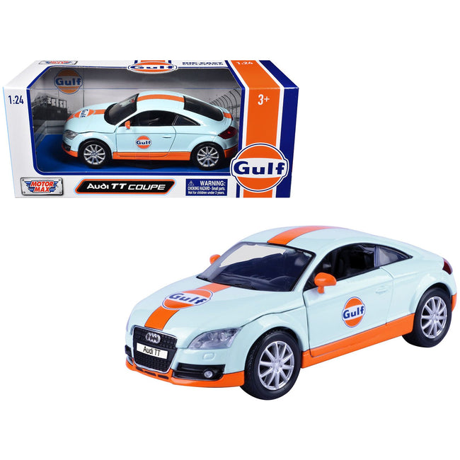 Audi TT Coupe "Gulf Oil" Light Blue with Orange Stripes "Gulf Die-Cast Collection" 1/24 Diecast Model Car by Motormax