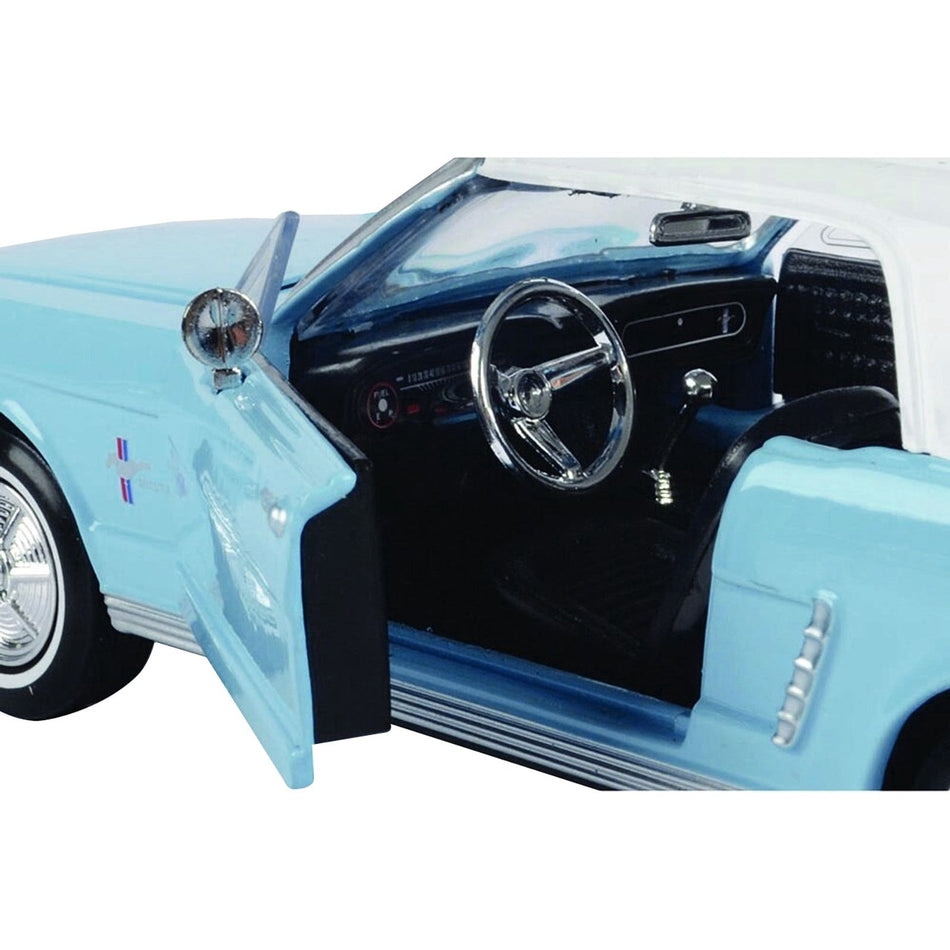 1964 1/2 Ford Mustang Light Blue with White Top James Bond 007 "Thunderball" (1965) Movie "James Bond Collection" Series 1/24 Diecast Model Car by Motormax