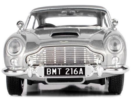 Aston Martin DB5 RHD (Right Hand Drive) Silver Metallic James Bond 007 "Goldfinger" (1964) Movie "James Bond Collection" Series 1/24 Diecast Model Car by Motormax - view 3