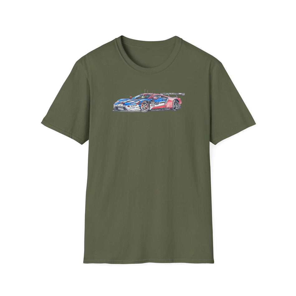 Sketch art T-Shirt - 24H of Le Mans (2019) Ford GT #68 Sebastien Bourdais - Joey Hand - Dirk Muller - Unisex