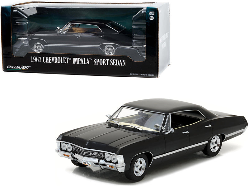 1967 Chevrolet Impala Sport Sedan Tuxedo Black 1/24 Diecast Model Car by Greenlight