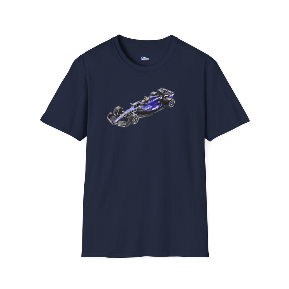 Cartoon Art Formula One Racing T-Shirt - Williams FW46 #2 Logan Sargeant 'Bahrain GP' Design