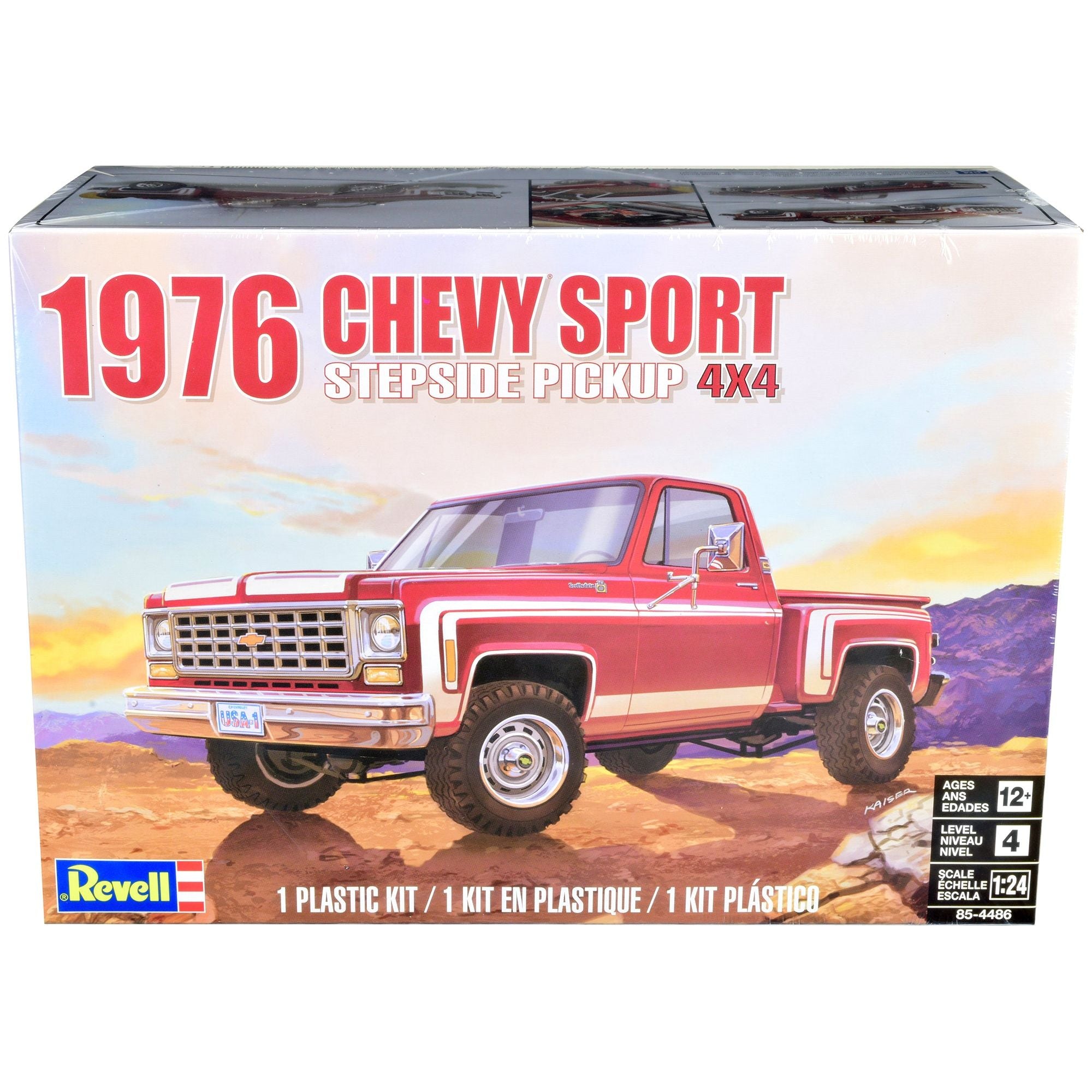 Level 4 Model Kit 1976 Chevrolet Sports Stepside 4x4 Pickup Truck 1/24 Scale Model by Revell