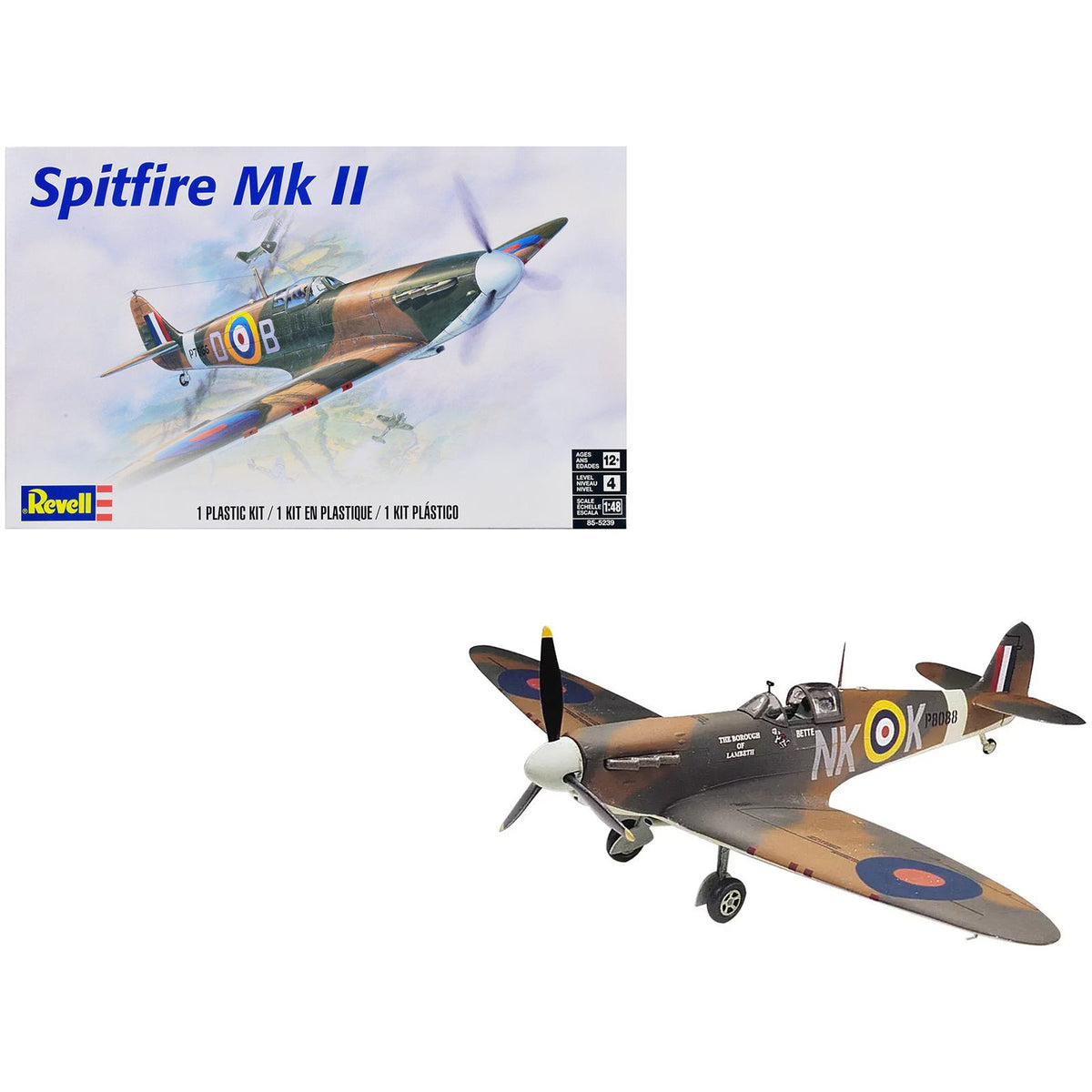 Level 4 Model Kit Supermarine Spitfire Mk-II Fighter Aircraft 1/48 Scale Model by Revell