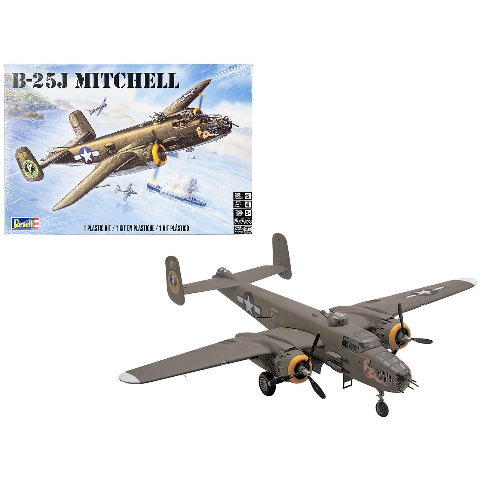 Level 4 Model Kit B-25J Mitchell Medium Bomber Plane 1/48 Scale Model by Revell