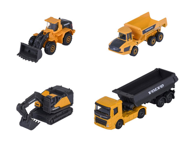 "Volvo Construction" (2026) 4 Piece Set 1/64 Diecast Model Cars by Majorette
