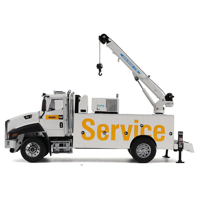 CAT Caterpillar CT660 Auto-Crane Titan 85 Truck with Miller EnPak White "Transport Series" 1/50 Diecast Model by Diecast Masters