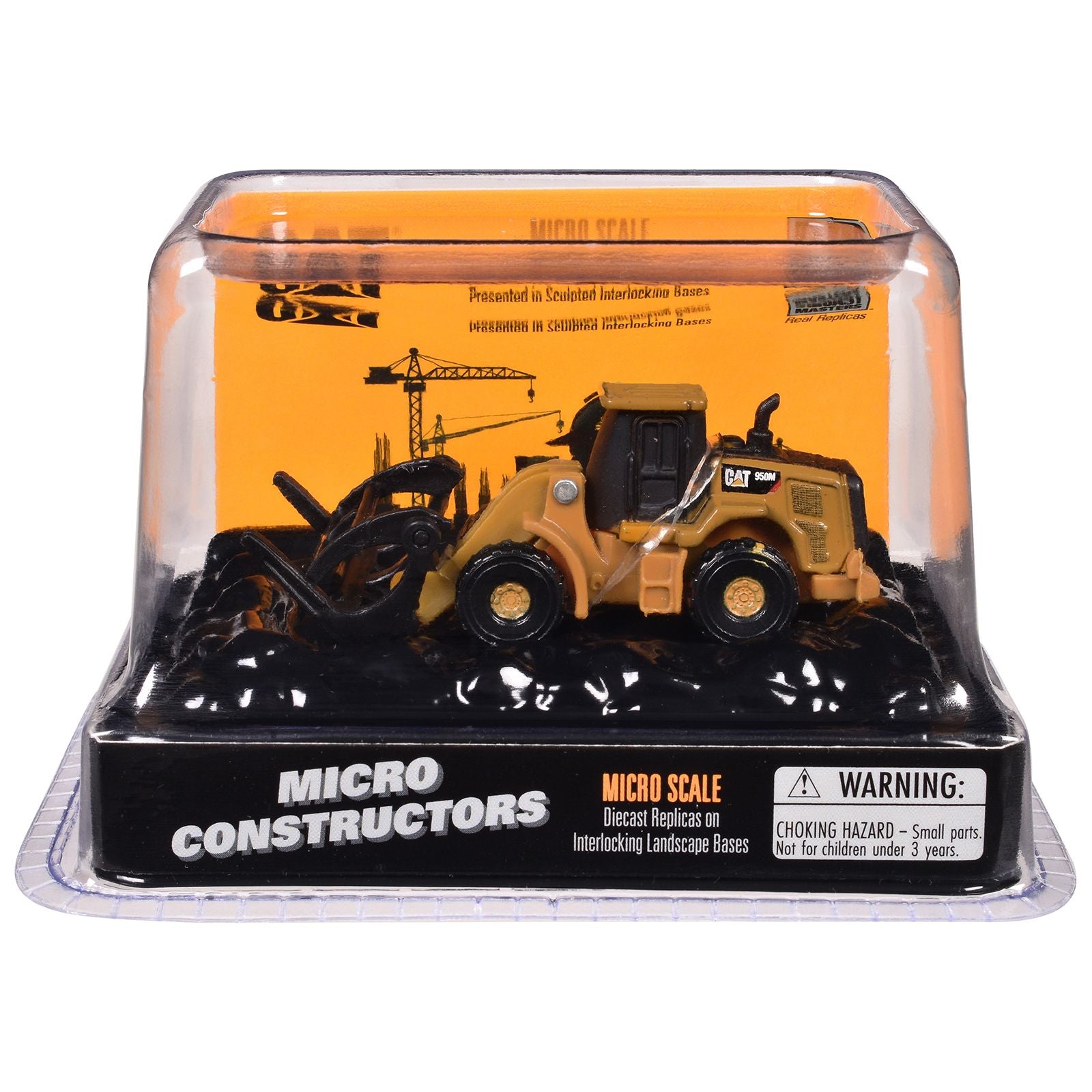 CAT Caterpillar 950M Wheel Loader (Log Fork Version) Yellow "Micro-Constructor" Series Diecast Model by Diecast Masters