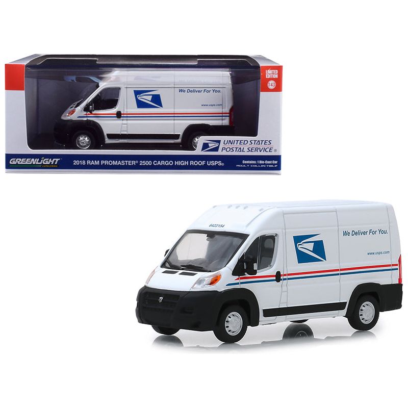 2018 RAM ProMaster 2500 Cargo High Roof Van "United States Postal Service" (USPS) White 1/43 Diecast Model Car by Greenlight Diecast Greenlight