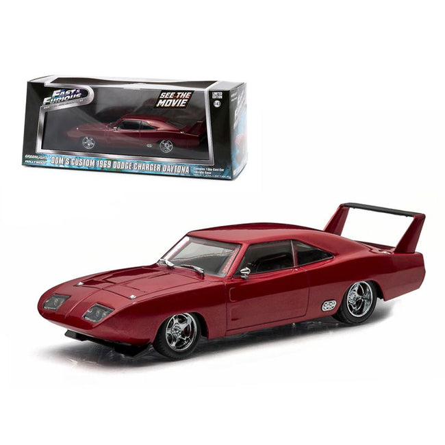 Dom's 1969 Dodge Charger Daytona Maroon "Fast and Furious 6" Movie (2013) 1/43 Diecast Model Car by Greenlight