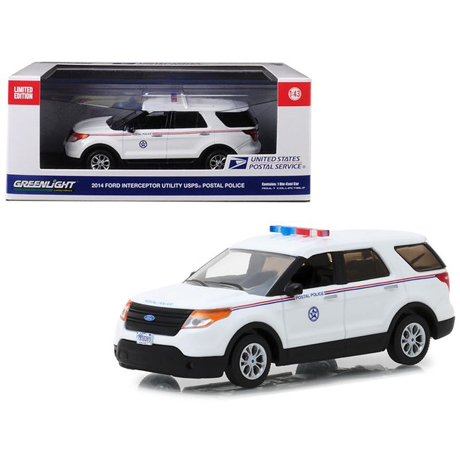 2014 Ford Interceptor Utility Postal Police "United States Postal Service" (USPS) White 1/43 Diecast Model Car by Greenlight