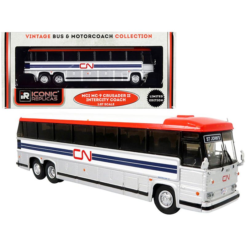 1980 MCI MC-9 Crusader II Intercity Coach Bus "St. John's" "CN Canadian National" "Vintage Bus & Motorcoach Collection" 1/87 (HO) Diecast Model by Iconic Replicas