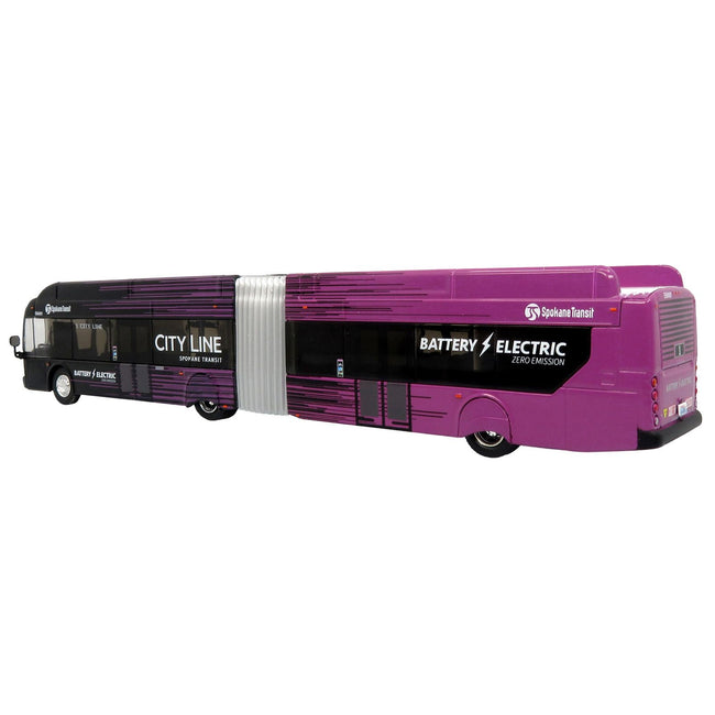 New Flyer Xcelsior XE60 Articulated Transit Bus "Spokane Transit City Line" Black and Purple "The Bus & Motorcoach Collection" Limited Edition 1/87 (HO) Diecast Model by Iconic Replicas