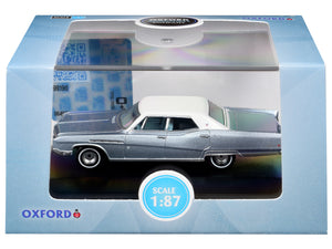 1968 Buick Electra 225 Teal Blue Mist Metallic with White Top and Blue Interior 1/87 (HO) Scale Diecast Model Car by Oxford Diecast