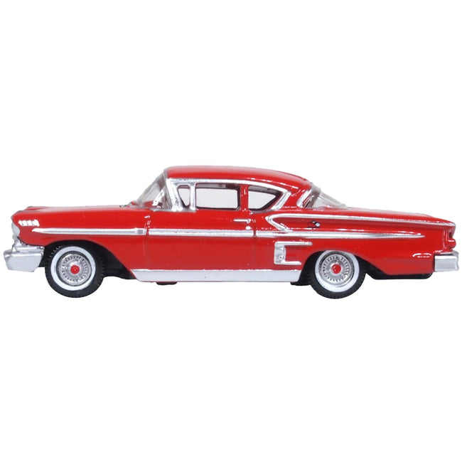 1958 Chevrolet Impala Sports Coupe Rio Red 1/87 (HO) Scale Diecast Model Car by Oxford Diecast