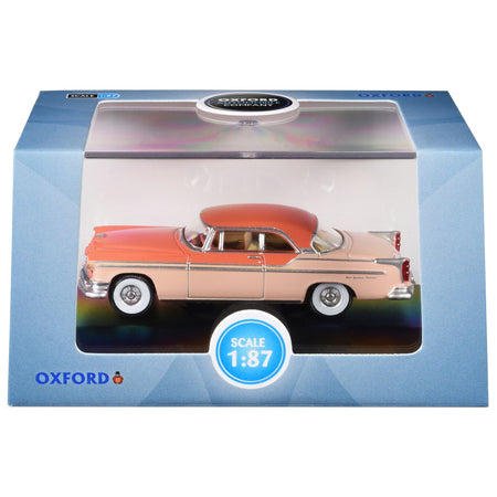 1955 Chrysler New Yorker Deluxe St. Regis Desert Sand and Canyon Tan 1/87 (HO) Scale Diecast Model Car by Oxford Diecast