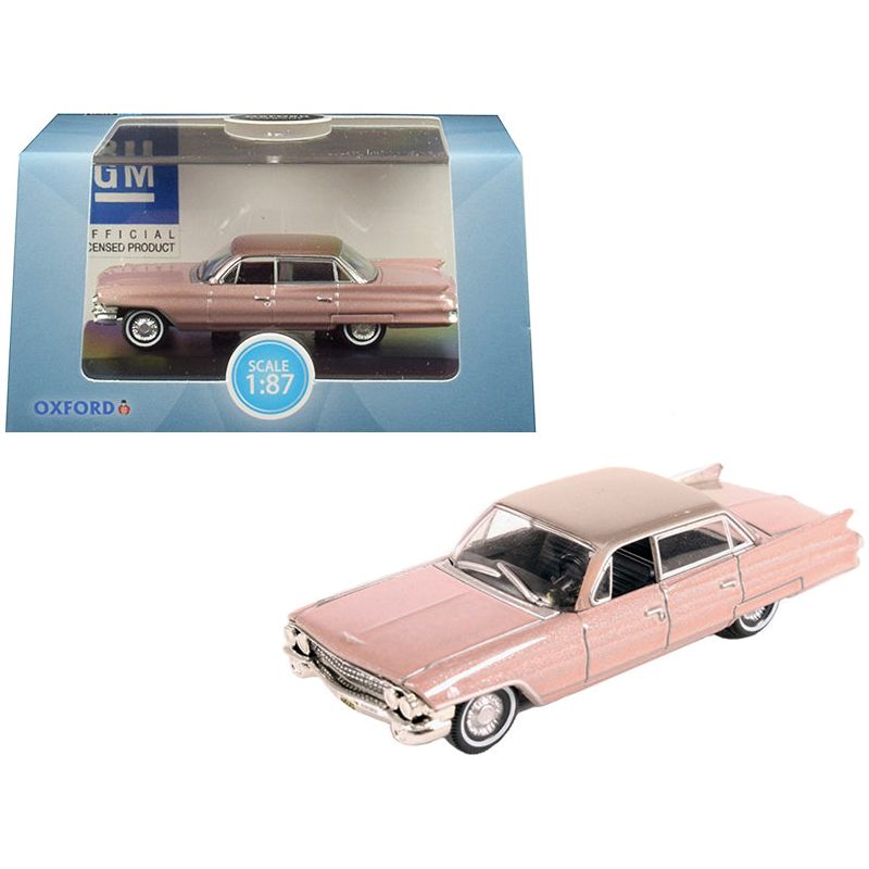 1961 Cadillac Sedan DeVille Metallic Pink 1/87 (HO) Scale Diecast Model Car by Oxford Diecast