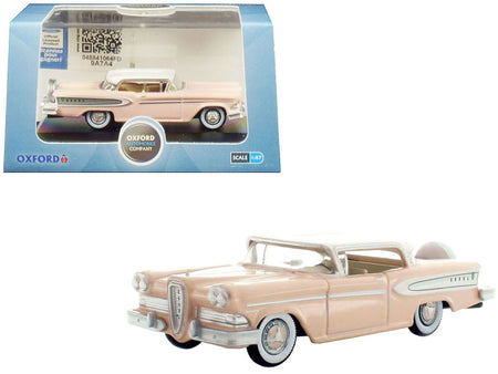 1958 Edsel Citation Chalk Pink with Frost White Top 1/87 (HO) Scale Diecast Model Car by Oxford Diecast