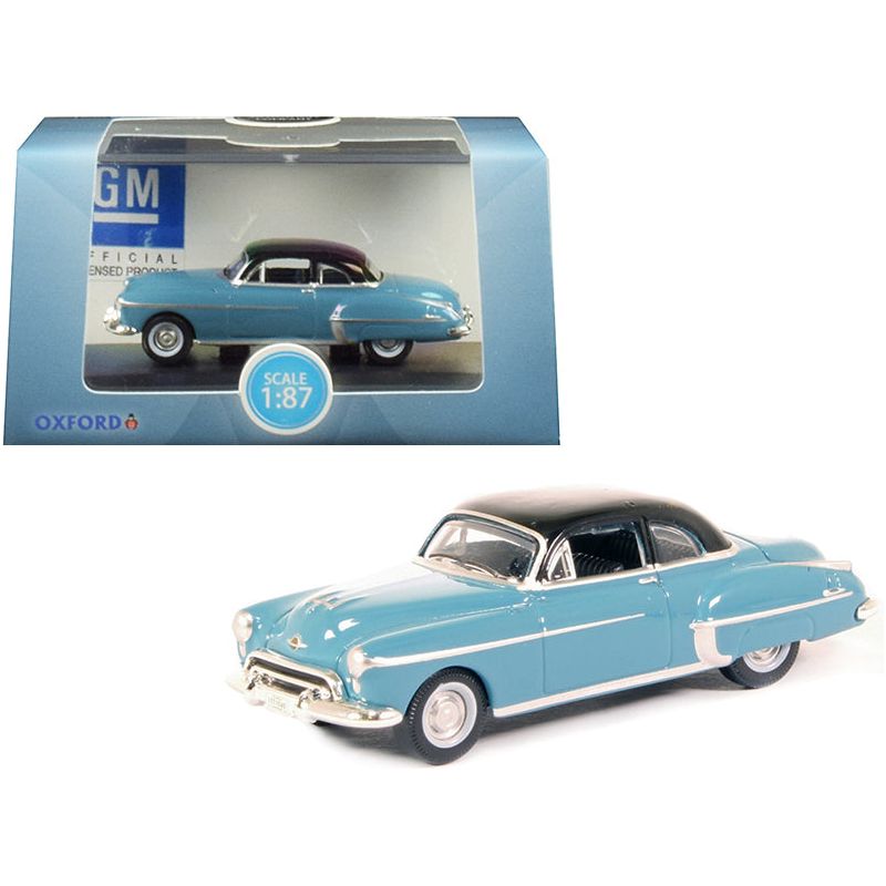 1950 Oldsmobile Rocket 88 Coupe Crest Blue with Black Top 1/87 (HO) Scale Diecast Model Car by Oxford Diecast Diecast Oxford Diecast