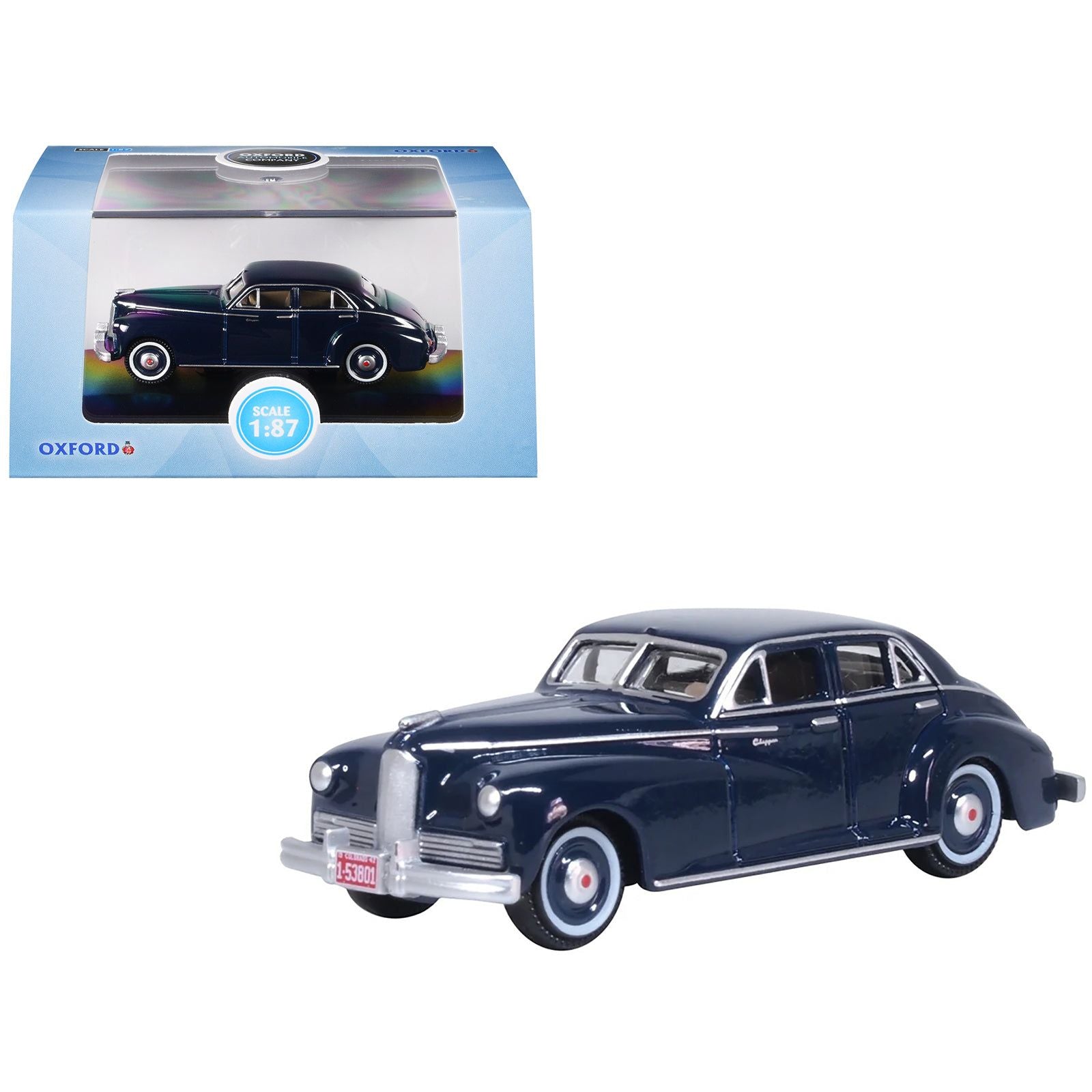 1942 Packard Clipper Touring Sedan Packard Blue 1/87 (HO) Scale Diecast Model Car by Oxford Diecast